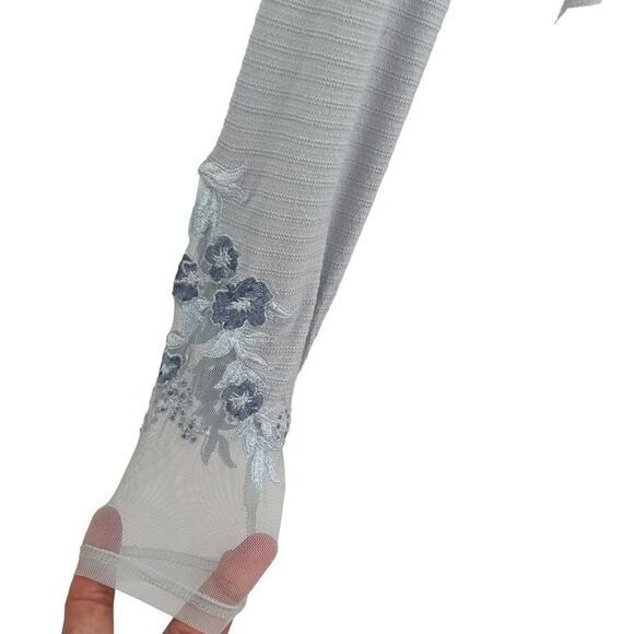 NWT Free People Saheli Embroidered-Mesh Top size small icy blue - Picture 7 of 10